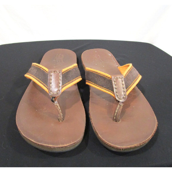 Polo Ralph Lauren Orange, Brown Suede Leather Thong Sandals Men Sz 12 main image 6